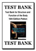 TEST BANK for Structure and Function of the Body 16th Edition Patton ISBN 9780323597791&period; Test Bank&period; All 22 Chapters&period; &lpar;Complete Download&rpar;