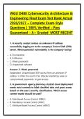 WGU D488 Cybersecurity Architecture & Engineering Final Exam Test Bank Actual 2026&sol;2027 &ndash; Complete Exam-Style Questions &vert; 100&percnt; Verified &ndash; Pass Guaranteed &ndash; A&plus; Graded