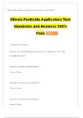 Illinois Pesticide Applicators Test Questions And Answers 100&percnt;  sure Pass 2026 2027
