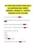 ALF CORE EXAM NEWEST EXAM 2026 &vert; ALL QUESTIONS AND CORRECT &NewLine;ANSWERS &vert; GRADED A&plus; &vert; VERIFIED ANSWERS &lpar;STUDY THIS ONE&rpar; 