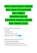 CMCA EXAM NEWEST VERSION REAL EXAM 270 QUESTIONS AND CORRECT ANSWERS&lpar;VERIFIED ANSWERS&rpar;&vert;AGRADE&vert;&vert;BRAND NEW VERSION 2026&excl;&excl; 