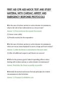 FIRST AID CPR AED MOCK TEST AND STUDY&NewLine;MATERIAL WITH CARDIAC ARREST AND&NewLine;EMERGENCY RESPONSE PROTOCOLS