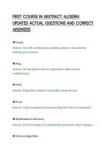 FIRST COURSE IN ABSTRACT ALGEBRA&NewLine;UPDATED ACTUAL QUESTIONS AND CORRECT&NewLine;ANSWERS