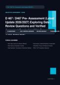 WGU D467 Exploring Data Pre-Assessment Actual 2026&sol;2027 &ndash; Complete Exam-Style Questions &vert; 100&percnt; Verified &ndash; Pass Guaranteed &ndash; A&plus; Graded