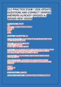 CLC PRACTICE EXAM 1 2026 UPDATE&NewLine;QUESTIONS AND CORRECT VERIFIED&NewLine;ANDWERS ALREADY GRADED A&plus;&NewLine;&lpar;BRAND NEW VISION&rpar;