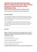 ONTARIO PRIVATE INVESTIGATOR EXAM 2026 &vert; Complete Study Guide &vert; 200&plus; Practice Questions&comma; Verified Answers & PSISA Certification Prep