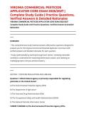 VIRGINIA COMMERCIAL PESTICIDE APPLICATOR CORE EXAM 2026&sol;2027 &vert; Complete Study Guide &vert; Practice Questions&comma; Verified Answers & Detailed Rationales