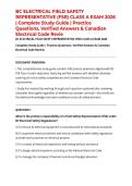 BC ELECTRICAL FIELD SAFETY REPRESENTATIVE &lpar;FSR&rpar; CLASS A EXAM 2026 &vert; Complete Study Guide &vert; Practice Questions&comma; Verified Answers & Canadian Electrical Code Review