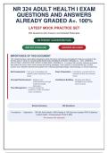 NR 324 Adult Health I Exam&colon; 250 Questions with 100&percnt; Verified Answers & Detailed Rationales &vert; Updated for Latest Guidelines