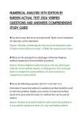 NUMERICAL ANALYSIS 10TH EDITION BY&NewLine;BURDEN ACTUAL TEST 2026 VERIFIED&NewLine;QUESTIONS AND ANSWERS COMPREHENSIVE&NewLine;STUDY GUIDE