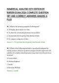 NUMERICAL ANALYSIS 10TH EDITION BY&NewLine;BURDEN EXAM 2026 COMPLETE QUESTION&NewLine;SET AND CORRECT ANSWERS GRADED A&NewLine;PLUS