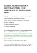 NUMERICAL ANALYSIS 10TH EDITION BY&NewLine;BURDEN FINAL PAPER 2026 SOLVED&NewLine;QUESTIONS WITH FULL SOLUTION ALREADY&NewLine;PASSED
