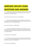 ADRESSED HESI  &NewLine;EXIT EXAM &NewLine;QUESTIONS AND ANSWERS 