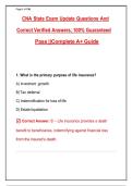 CNA State Exam Update Questions And&NewLine;Correct Verified Answers&comma; 100&percnt; Guaranteed Pass &vert;&vert;Complete A&plus; Guide&NewLine;