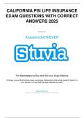 CALIFORNIA PSI LIFE INSURANCE&NewLine;EXAM QUESTIONS WITH CORRECT &NewLine;ANSWERS 2025