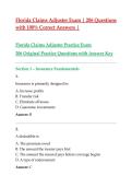 Florida Claims Adjuster Exam &vert; 206 Questions with 100&percnt; Correct Answers &vert; 