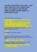 LI&sol;LE FINAL EXAM NEWEST ACTUAL EXAM &vert;&vert; MOST RECENT EXAM 2026 ACTUAL COMPLETE REAL EXAM &sol;&sol;WITH COMPLETE QUESTIONS AND CORRECT ANSWERS &lpar;ALREADY GRADED A&plus;&rpar; &vert; GUARANTEED SUCCESS&excl;&excl;