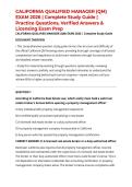 CALIFORNIA QUALIFIED MANAGER &lpar;QM&rpar; EXAM 2026 &vert; Complete Study Guide &vert; Practice Questions&comma; Verified Answers & Licensing Exam Prep