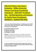 NSG 554 Primary Care Exam 3 Evaluation &ndash; Wilkes University Primary Care Nurse Practitioner Assessment &ndash; 2026&sol;2027 Academic Year &ndash; Verified Questions and Answers for Family Nurse Practitioners GRADED A&plus; GURANTEED PASS