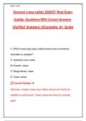 General crane safety 2026&sol;27 Real Exam&NewLine;Update&comma; Questions With Correct Answers &lpar;Verified Answers&rpar; &vert;&vert;Complete A&plus; Guide&NewLine;