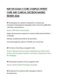 NUR 104 EXAM 4 CORE COMPLEX PATIENT&NewLine;CARE AND CLINICAL DECISION MAKING&NewLine;REVIEW 2026