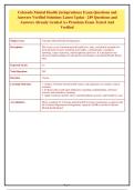 Colorado Mental Health Jurisprudence Exam Questions and&NewLine;Answers Verified Solutions Latest Updat - 249 Questions and&NewLine;Answers Already Graded A&plus; Premium Exam Tested And&NewLine;Verified&NewLine;