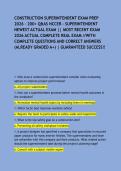 CONSTRUCTION SUPERINTENDENT EXAM PREP 2026 &ndash; 200&plus; Q&AS NCCER &ndash; SUPERINTENDENT NEWEST ACTUAL EXAM &vert;&vert; MOST RECENT EXAM 2026 ACTUAL COMPLETE REAL EXAM &sol;&sol;WITH COMPLETE QUESTIONS AND CORRECT ANSWERS &lpar;ALREADY GRADED A&plus;&rpar; &vert; GUARANTEED SUCCESS&excl;&excl;