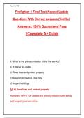 Firefighter 1 Final Test Newest Update&NewLine;Questions With Correct Answers &lpar;Verified Answers&rpar;&comma; 100&percnt; Guaranteed Pass&NewLine;&vert;&vert;Complete A&plus; Guide&NewLine;