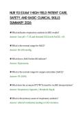 NUR 113 EXAM 1 HIGH-YIELD PATIENT CARE&comma;&NewLine;SAFETY&comma; AND BASIC CLINICAL SKILLS&NewLine;SUMMARY 2026