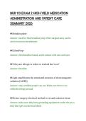 NUR 113 EXAM 2 HIGH-YIELD MEDICATION&NewLine;ADMINISTRATION AND PATIENT CARE&NewLine;SUMMARY 2026