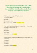 Arizona Real Estate Exam Prep Test Bank A  with 378 Questions and Correct Verified Answers&sol; AZ Real Estate Exam Practice Test Bank 1 &lpar;Correctly Answered Practice Questions&rpar;