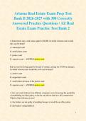 Arizona Real Estate Exam Prep Test Bank B  with 380 Correctly Answered Practice Questions &sol; AZ Real Estate Exam Practice Test Bank 2