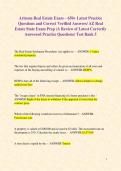 Arizona Real Estate Exam Prep Test Banks A&comma; B&comma; C&comma; D & E Bundle Latest 2026-2027 with 2080&plus; Correctly Answered Practice Questions &sol; AZ Real Estate Exam Practice Test Banks Bundle 