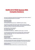NURS 2310 PEDS Quizzes With Complete Solutions