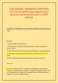 UNE GENERAL CHEMISTRY II MIDTERM &NewLine;ACTUAL EXAM300 Unique Multiple Choice &NewLine;Questions with Detailed Rationales LATEST &NewLine;UPDATE 