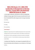 NSG 4700 Exam 4 V1 &vert; NSG 4700 &NewLine;Leadership & Management in Nursing &NewLine;Practice &vert; Actual Q&A with Rationale &NewLine;&lpar;NSG4700 Exam 4&rpar; &vert; Galen 