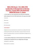 NSG 4700 Exam 1 V2 &vert; NSG 4700 &NewLine;Leadership & Management in Nursing &NewLine;Practice &vert; Actual Q&A with Rationale &NewLine;&lpar;NSG4700 Exam 1&rpar; &vert; Galen