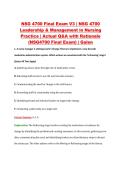 NSG 4700 Final Exam V3 &vert; NSG 4700 &NewLine;Leadership & Management in Nursing &NewLine;Practice &vert; Actual Q&A with Rationale &NewLine;&lpar;NSG4700 Final Exam&rpar; &vert; Galen 