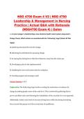 NSG 4700 Exam 4 V2 &vert; NSG 4700 &NewLine;Leadership & Management in Nursing &NewLine;Practice &vert; Actual Q&A with Rationale &NewLine;&lpar;NSG4700 Exam 4&rpar; &vert; Galen 
