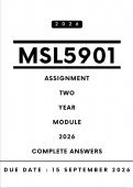 MSL5901 Assignment 2 Answers - Year Module&comma; 2026 &vert; Due Date 15 September 2026