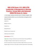 NSG 4700 Exam 4 V1&ndash;V3 &vert; NSG 4700 Leadership & Management in Nursing Practice &vert; Galen College of Nursing &vert; Actual Q&A with Rationale &lpar;NSG4700 Exam 4&rpar;