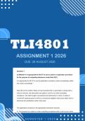 TLI4801 Assignment 1 2026 - Distinction &vert; Due August 2026