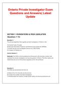Ontario Private Investigator Exam &NewLine;Questions and Answers&vert; Latest &NewLine;Update