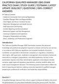 CALIFORNIA QUALIFIED MANAGER &lpar;QM&rpar; EXAM&NewLine;PRACTICE EXAM &vert; STUDY GUIDE &vert; TESTBANK &vert; LATEST&NewLine;UPDATE 2026&sol;2027 &vert; QUESTIONS &vert; 100&percnt; CORRECT&NewLine;ANSWERS