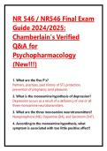 NR 546 &sol; NR546 Final Exam Guide 2024&sol;2025&colon; Chamberlain&rsquo;s Verified Q&A for Psychopharmacology &lpar;New&excl;&excl;&excl;&rpar;