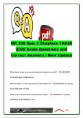 NR 302 Quiz 3 Exam Questions and Answers &lpar;100&plus; Questions&rpar; &vert; Chapters 19 & 20&comma; Respiratory Assessment&comma; Cardiovascular Assessment&comma; Heart Sounds & Respiratory Disorders