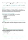 Neurology ICU Prophecy Exam Evaluation &ndash; Prophecy Learning Systems &sol; Neurocritical Care Society &ndash; 2026&sol;2027 Academic Year &ndash; Verified Questions and Answers for Critical Care and Neuro ICU Nurses