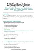 NCTRC Final Exam Evaluation &ndash; National Council for Therapeutic Recreation Certification &lpar;NCTRC&rpar; &ndash; 2026&sol;2027 Academic Year &ndash; Verified Questions and Answers for Certified Therapeutic Recreation Specialists