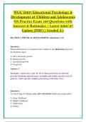 WGU D307 Educational Psychology & &NewLine;Development of Children and Adolescents &NewLine;OA Practice Exam 100 Questions with &NewLine;Answers & Rationales &vert; Latest 2026&sol;27 &NewLine;Update &lpar;PDF&rpar; &vert; Graded A&plus;