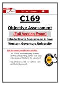 C169 Objective Assessment Exam &ndash; Java Programming &ndash; 2026 Actual Questions & Answers &lpar;WGU&rpar;